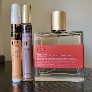 Memoire Archives Parfum Lot CANDLELIT EVENING 3.4oz + Purse Sprays